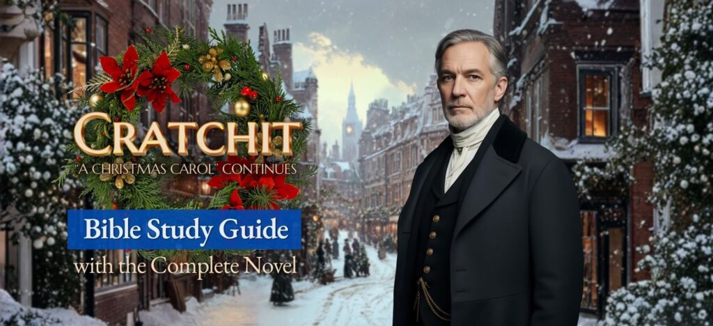 Bob Cratchit with Christmas wreath logo